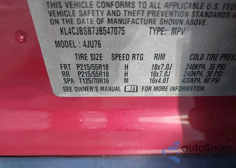 2018 Buick Encore Preferred Ii из США, поврежденный, VIN KL4CJBSB7JB547075